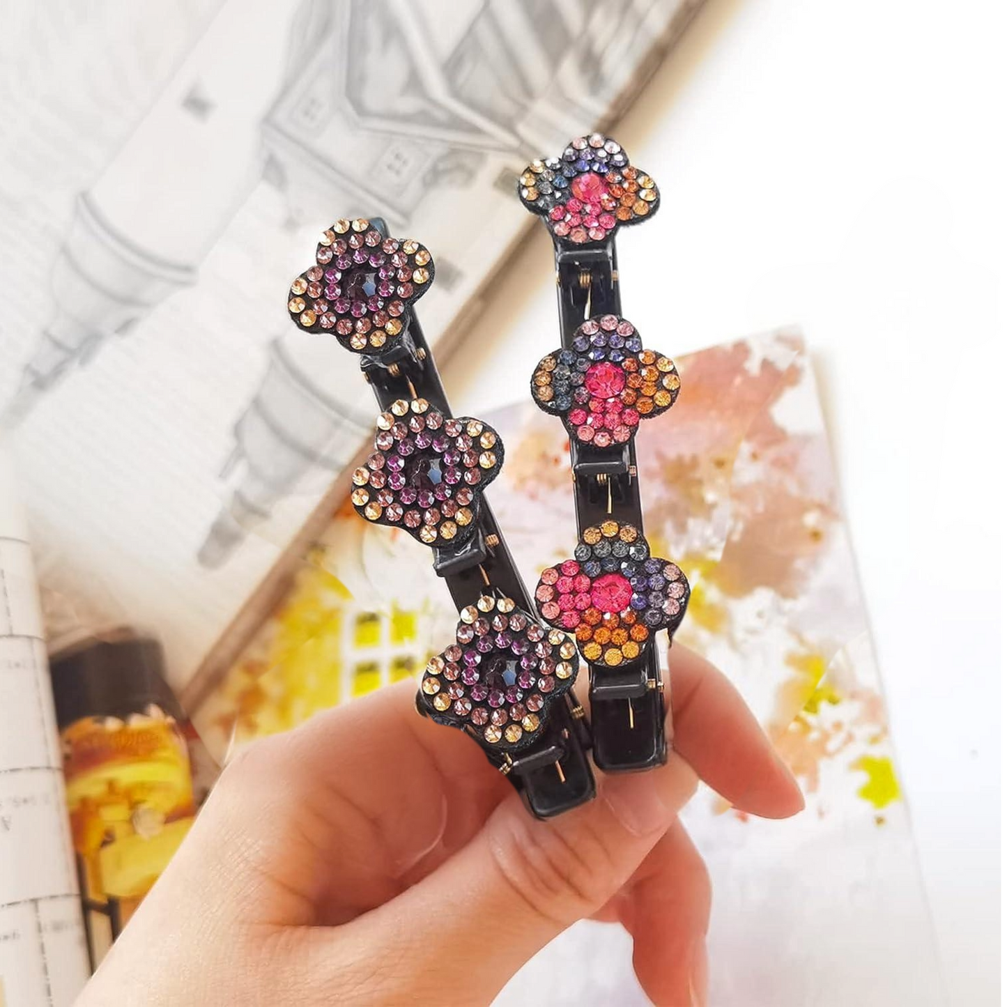 Sparkling Crystal Stone Two Hair Clips